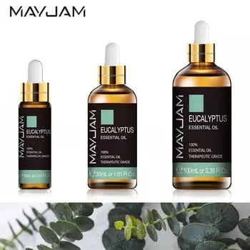 MAYJAM 10 мл/30 мл/100 мл эфирное масло эвкалипта для увлажнителя, аромат, освежение воздуха, очистка воздуха, бактерицидное водорастворимое масло Eucalyptus-10ml+dropper
