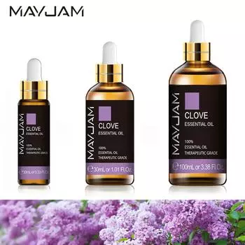 MAYJAM 10 мл/30 мл/100 мл эфирное масло гвоздики для ароматерапии, диффузоры, освежение воздуха, облегчение тела, спа-массажное масло, водорастворимое масло Clove-10ml+dropper