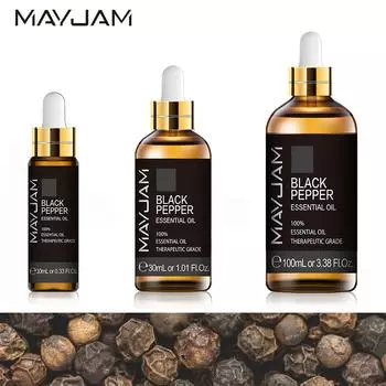 MAYJAM 10 мл/30 мл/100 мл эфирное масло черного перца увлажнитель для ароматерапии чистое антибактериальное эфирное масло для дегельминтизации 10ml+dropper