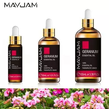 MAYJAM 10 мл/30 мл/100 мл эфирное масло растения герани для спа-массажа тела освежитель воздуха ароматерапия здоровый уход натуральное арома-масло Geranium-10ml+dropper