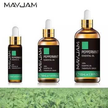 MAYJAM 10 мл/30 мл/100 мл эфирное масло мяты перечной для увлажнителя, ароматическая лампа, очиститель воздуха для купания, спа, массажа, ухода за кожей Peppermint-10ml+dropper