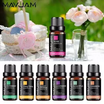 MAYJAM 10 мл Эфирные масла эвкалипта и ванили для ароматерапии Диффузор свежести воздуха Спа-массаж Уход за кожей Лаванда Жасмин Роза Ароматические масла Cinnamon