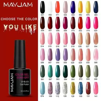 MAYJAM 144 цвета, 8 мл лак для ногтей, гибридный лак, гель, УФ-гель для ногтей, замачиваемый дизайн ногтей, сделай сам, женская мода, блестящий лак для ногтей, гель для ухода за ногтями