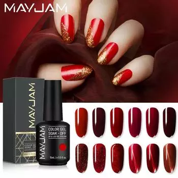 MAYJAM 15 мл гель-лак для ногтей серии красного цвета в красивой коробке 2022 Женская мода УФ-гель для дизайна ногтей «сделай сам» гель-лак чистый цвет гель «кошачий глаз»