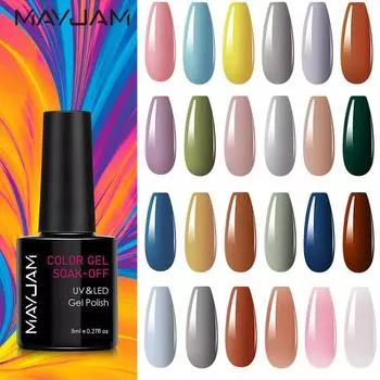 MAYJAM 24 цвета лак для ногтей 8 мл УФ-светодиодный гель-лак для ногтей долговечный гель-лак для дизайна ногтей «сделай сам» 2022 женская мода уход за ногтями