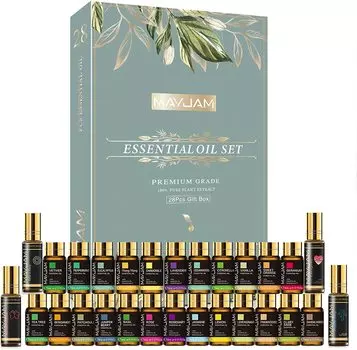 MAYJAM 28 шт. Подарочный набор эфирных масел Лимон Ваниль Роза Лаванда Ароматические масла для ароматерапии Диффузор Массаж Релаксация DIY Фруктовые духи 28pcs/set