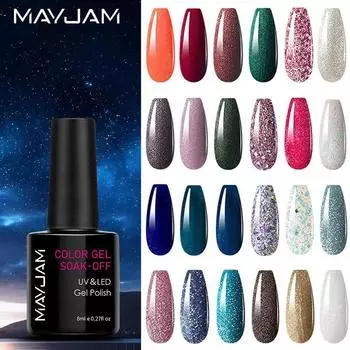 MAYJAM 8 мл блестящий гель-лак для ногтей женская мода яркий дизайн ногтей DIY дизайн ногтей штамповка гель-принт блестящий гель-лак УФ-светодиодный гель