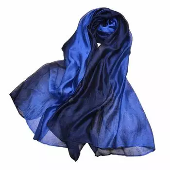 MAYUDAMA SILK Silk Cold Sun Royal Scarf, Stole, Spring/Summer Shawl, Stylish, Weather, Protection, Women s (Size 14, Blue)