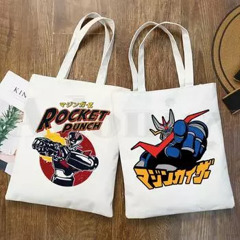 Mazinger Z Япония Аниме Старая Классика Манга Робот Графический Мультфильм Принт Сумки Для Покупок Девочек Мода Повседневная Упаковка Сумка 24*26cm