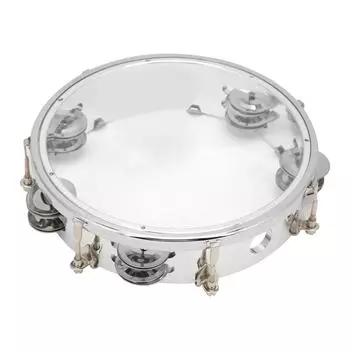 MBAT Tambourine Регулируемый тон Двухрядные колокольчики Ручной барабанный ударный инструмент прозрачный