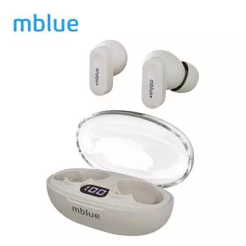 mblue AR01 True Wireless Earbuds BT InEar Earphones with LED Display Шумоподавление Спорт бежевый