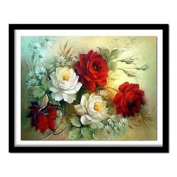 Mbroidery Цветочный DIY Алмазная картина Вышивка крестиком Красивая роза Кристалл Полный набор бриллиантов Декор 20X30CM