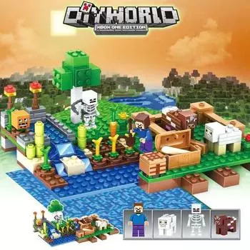 MC Building Block Farm and Villages Field Cave Trap Toys для детей Farm-210+Pcs