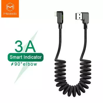 Mcdodo Spring USB-кабель 3A для iPhone, быстрое зарядное устройство, кабель для передачи данных, автомобильный Стайлинг, провод для хранения для IPhone 13 12 11 Pro Max X XS XR, светодиодный шнур