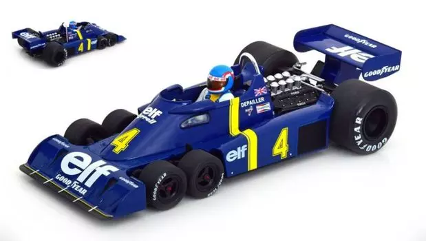 MCG Tyrrell F1 Patrick Depailler Swedish GP 1976 2nd place Tyrrell Patrick Depailler Mini Car 1/18 P34#4 [Item] синий