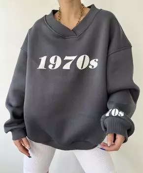 MCLLCTN Дымчатая толстовка унисекс оверсайз 1970-х годов