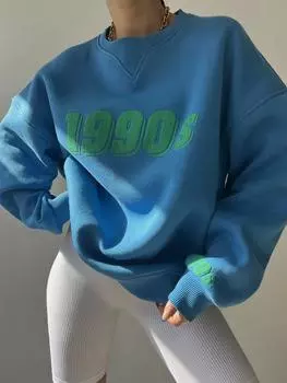 MCLLCTN Синяя толстовка унисекс оверсайз 1990-х годов