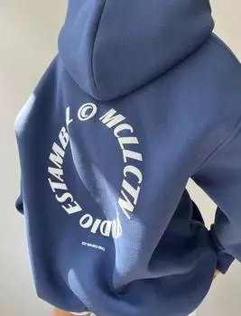 MCLLCTN Толстовка унисекс большого размера цвета индиго Estambul