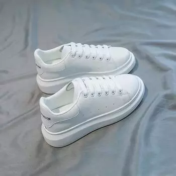 McQueen white shoes women s new autumn versatile microfiber breathable thick sole heightening McQueen muffin women s shoes 35