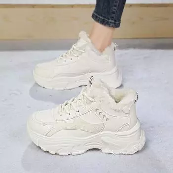 MCTIN флисовая зимняя обувь для сохранения тепла, хлопковая обувь с увеличенным размером, толстая подошва для папы, женская обувь 36 чёрный