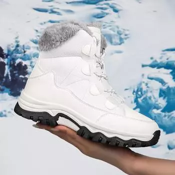 MCTIN Мужские ботинки Зимняя обувь для активного отдыха Женские высокие походные ботинки с берцами Зимняя плюшевая мужская обувь 36 чёрный