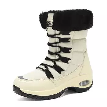 MCTIN Женские ботинки, зимние ботинки, ботильоны, нескользящая мужская обувь, теплые плюшевые зимние черные ботинки 36 бежевый