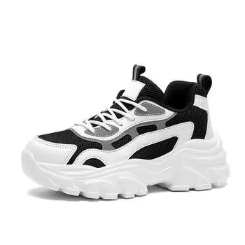 MCTIN Женская обувь на массивном каблуке, повседневная спортивная обувь, кроссовки на платформе с толстой подошвой 36 белый