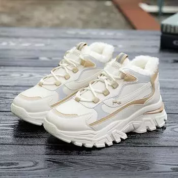 MCTIN женские высокие кроссовки ботильоны теплая плюшевая зимняя обувь 36 белый