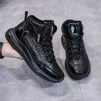 MCTIN зимние ботинки мужские уличные водонепроницаемые ботинки женские черные туфли высокие уличные плюшевые кроссовки размер 35-44 39 чёрный