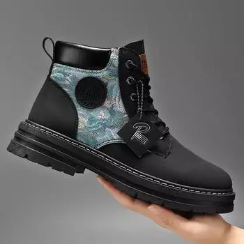 MD89 men s three-color high-top Martin boots autumn and winter lace-up British big-head shoes retro matte leather thick-soled big yellow boots 39