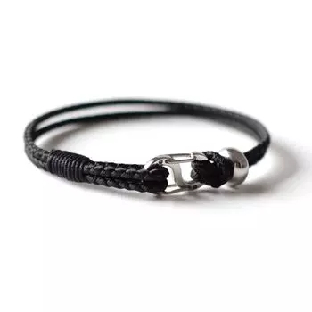 MD Original Stainless Steel Two-Way Buckle Handmade Woven Hand Strap Black Minimalist Bracelet Male and Female Students Couple Gift Women s black stainless steel buckle