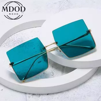 Mdod большие модные солнцезащитные очки для женщин, полуоправа с защитой от УФ-лучей, градиентные линзы, супер большая оправа, женские солнцезащитные очки