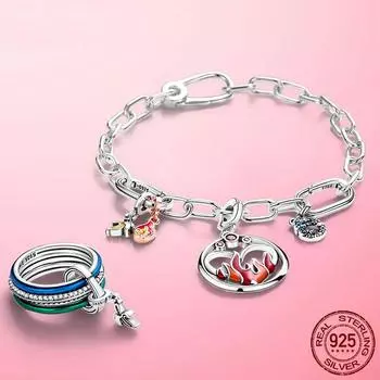 Me Charm Новые 925 пробы стерлингового серебра крылья глаз луна огонь подвеска бусины подходят модный браслет оригинальные DIY шарм ювелирные изделия