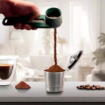 Measuring Scoop with Funnel Multipurpose Spill-proof Kitchen Scoop Baking Slider Scoop for Cooking зелёный