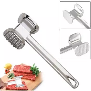 Meat Tenderizer Hammer 19cm Household Aluminum Alloy Steak Metal Mallet Kitchen Tool Heavy Duty Durable Double-Sided Tenderizer 19cm