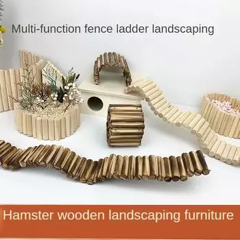Мебель для хомяка из цельного дерева, джунгарский хомяк, игрушка, украшение, белка, восхождение по лестнице, забор, пейзаж, перегородка, веревочная лестница 6x20cm