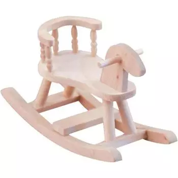 Мебель для кукольного дома 1/12, мини-игрушка-лошадка-качалка из дерева 8.8*3.7*5.5cm бежевый