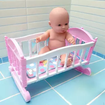 Мебель для кукольного домика Аксессуары для кукольного домика Моделирование Фото Реквизит Колыбель Декоративная Мини Кровать