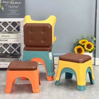 Мебель для ванной комнаты, пластиковый табурет, бытовой утолщенный стул для гостиной, нескользящая скамейка для ванной комнаты оранжевый