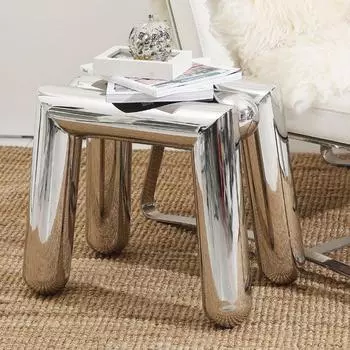 Мебель из нержавеющей стали Табурет для обуви Мобильный дизайн Полка для гостиной Чайный столик Прихожая Пуфик Низкие табуреты Спальня Табурет для макияжа