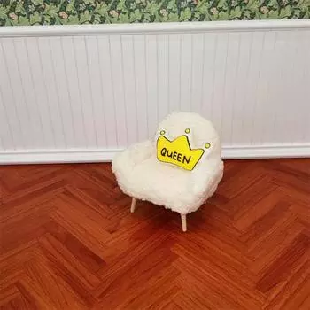 Мебель Модель Кукольный домик Плюшевый диван Модель сцены Миниатюрный Одинарный/Двойной диван Декор гостиной white-Single sofa