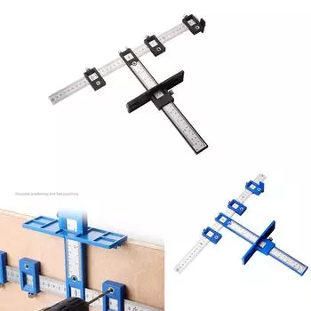 Мебель Плотницкие работы Локатор перфоратора Направляющая линейка для сверления Деревообработка Локатор отверстий Позиционер сверления Инструмент Многофункциональный синий