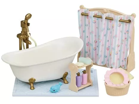 Мебель Sylvanian Families Сертификация ST Mark для детей от 3 лет и старше Игрушечный кукольный домик Sylvanian Families EPOCH [Набор для ванны/душа] Ka-628