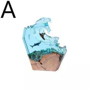 Мебель Украшения Кит Медуза Океан Серфинг Офисный Рабочий Стол Твердый Художественный Орнамент Деревянная Смола N3K8 8in-1pcs