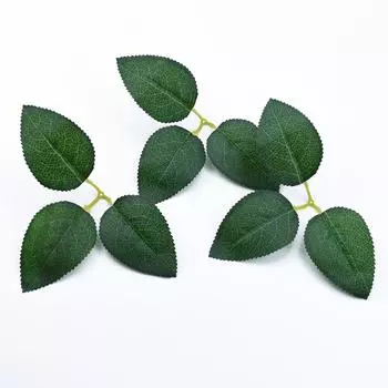 Меблировка Цветочная композиция Искусственные листья Свадебные украшения Рождественские украшения Роза лист Green-3-fork зелёный