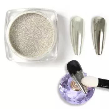 Meccha Mirror Nail Mirror Mirror Powder Gel Nail Mirror Nail Glitter Powder Bijou Gel Mirror Nail Powder Nail Nail Gel LED Gold Nail Powder (7.серебро)