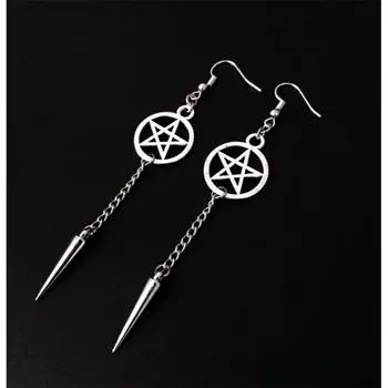 Меч-пентаграмма, серьги-кинжалы, готическая темная сверхъестественная сила, серьги в индивидуальной упаковке в стиле ретро серебряный