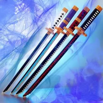 Меч, строительные блоки, игрушки, нож, алмазные блоки, игрушки для мальчиков, подарок, рамка для меча, соединительные кирпичи, детские игрушки, японское аниме 392 blocks with box