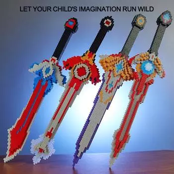 Меч, строительный блок, игрушечная модель, косплей, моделирование меча, собранные игрушки, нож ниндзя, оружие, кирпичи, игрушки, креативный подарок для детей красный/серый