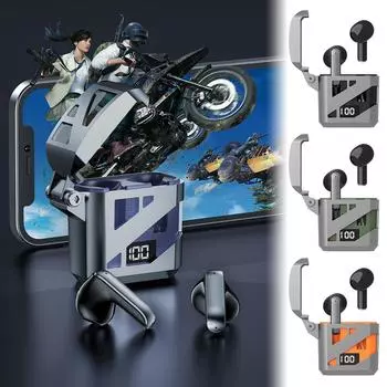 Mecha Style Wireless Bluetooth Headset With LED Digital Display Noise Cancelling Esports Sports Long Endurance Headphones чёрный